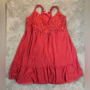 Coral Razorback Adjustable Straps Dress with Crochet Details Women XL